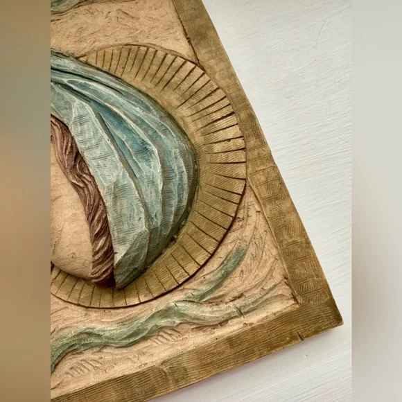 Vintage Bertagna Handpainted Religious Madonna Mary Jesus 18x13 Made In Italy - Picture 5 of 7